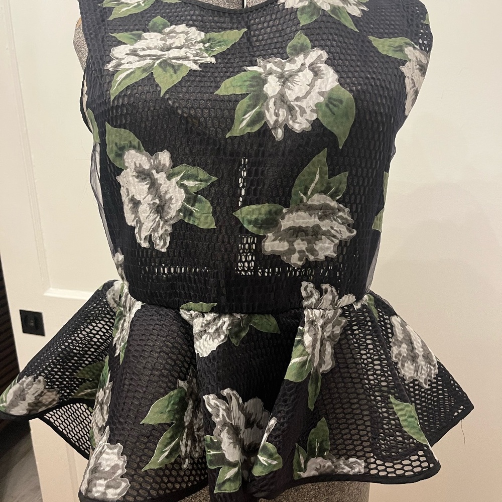 Netted Peplum Top